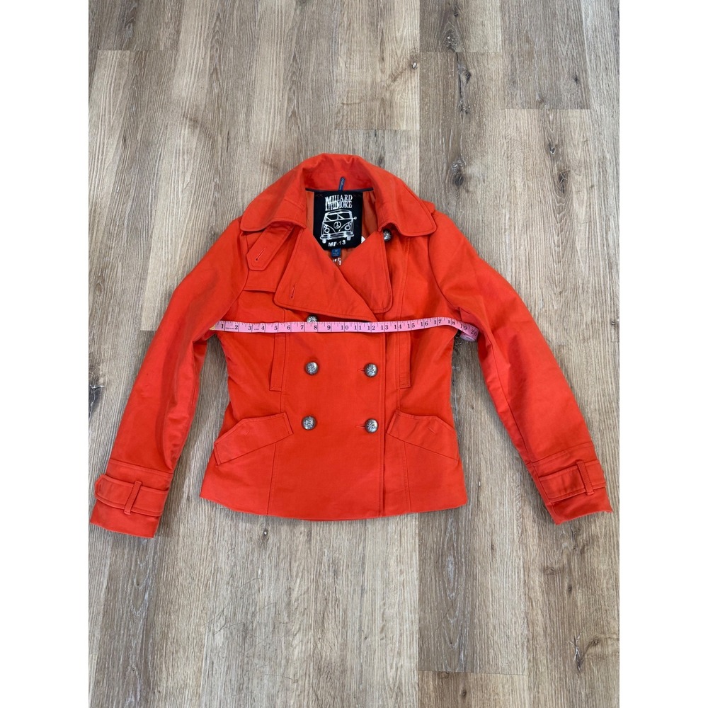 Millard Fillmore Double Breasted Pea Coat Jacket Womens M Orange Military Preppy - Picture 6 of 13